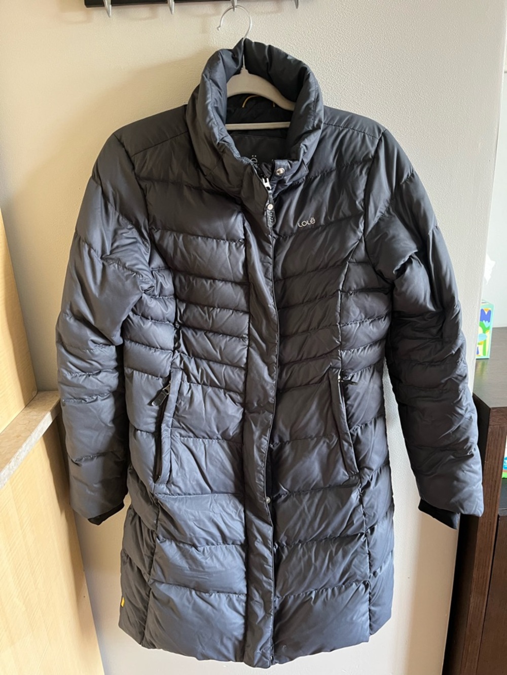 Lole Women's Charcoal Quilted Long Puffer Coat
